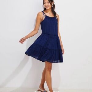 Vineyard Vines Navy Pleated Tiered Sundress